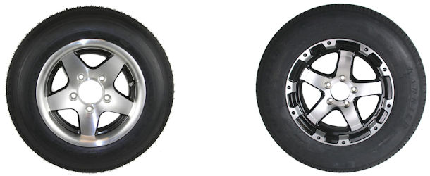 12 thru 15 inch Radial Trailer Tire - Aluminum Rim