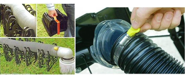 RV Sewer Hose Supports, Clamps, Caps and Vents
