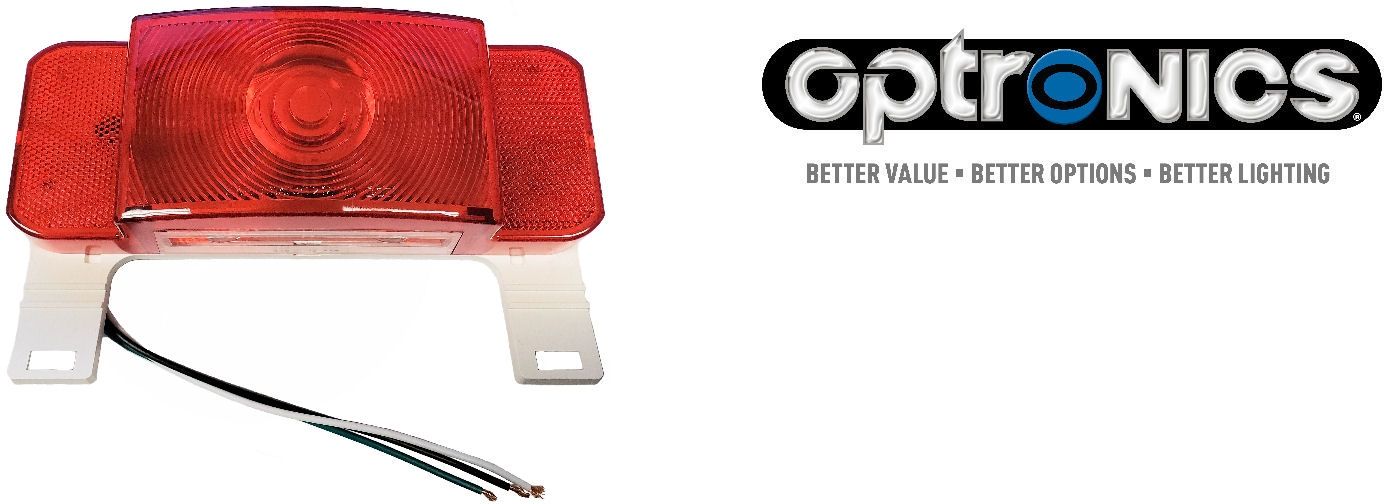 Low Profile Combination RV Tail Lights Pair White Base Optronics One L.E.D RVSTLW6061-KIT 