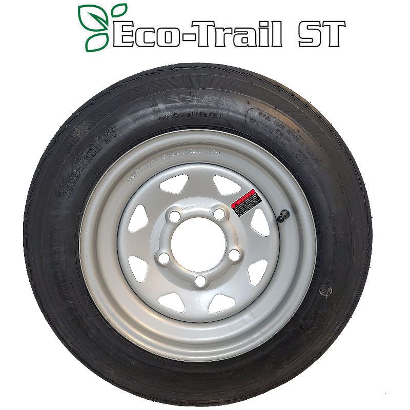 ECO-TRAIL 4.80x12 Trailer Tire & Silver Rim, Load Range C