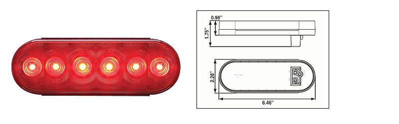 10 Diode LED Optronics STL-78RB 6 Inch Oval Sealed Red LED Stop Turn Taillight 