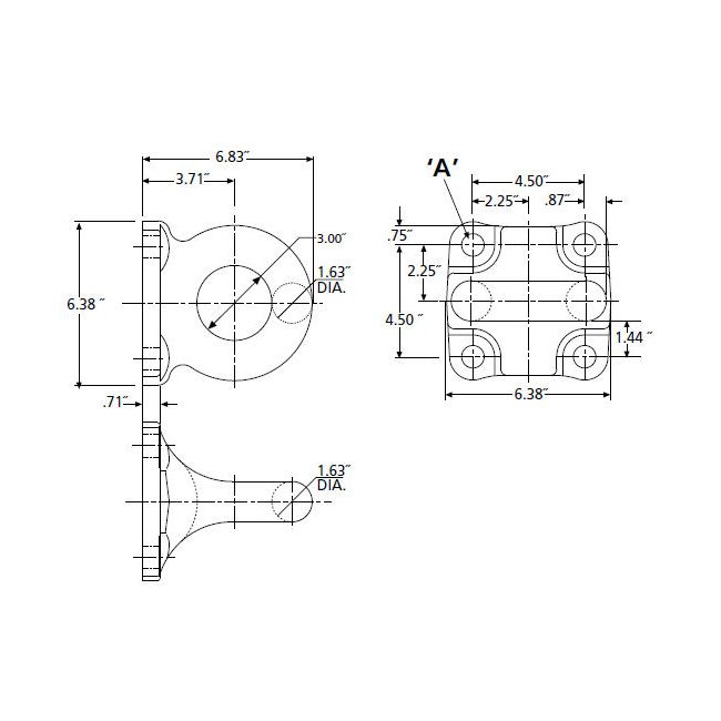 30-Ton 4 Bolt Flange Lunette Ring Drawbar #DB-060FQ1