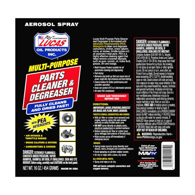 LUCAS OIL Multi-Purpose Cleaner / Degreaser, Spray 11115