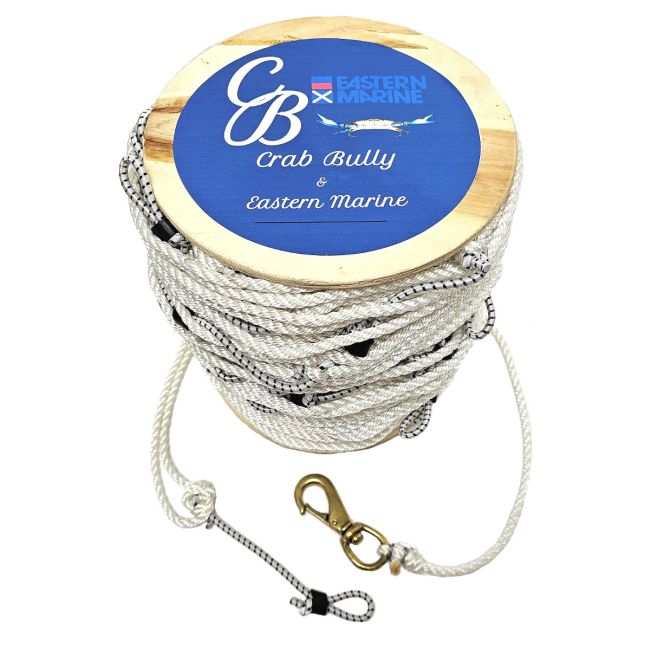 CRAB BULLY 3 Strand 1/4 in. x 600 ft. Snooded Trotline, 1/8 in. Zebra