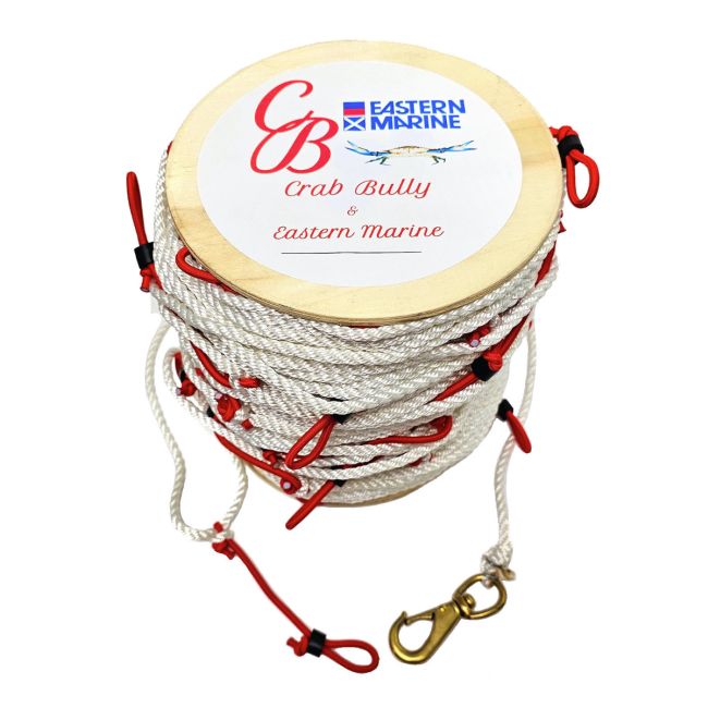 CRAB BULLY 3 Strand 1/4 in. x 600 ft. Snooded Trotline, 1/8 in. Red
