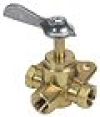 MOELLER 1/4" FNPT Brass Three-Way Fuel Line Valve #033305-10