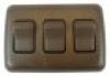 Triple SPST On/Off Switch Assembly w/Bezel, Brown #12155