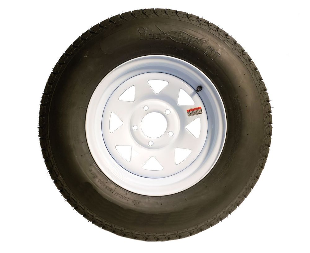 eCustomrim Eco Trailer Tire On Rim ST225/75D15 15 in Load D 6 Lug White Spoke