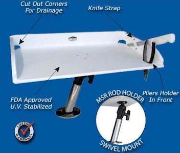 Pactrade Marine Boat Fishing Deluxe X-Large Bait Fillet Cutting Board Rod Holder 