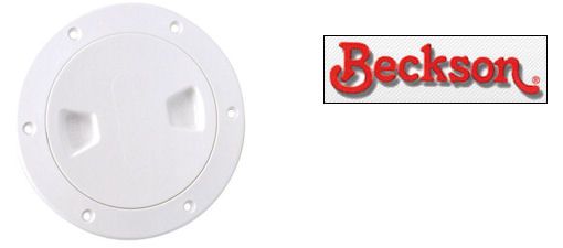 Beckson DP40-W Smooth Screw-Out Marine Deck Plate White 4" 