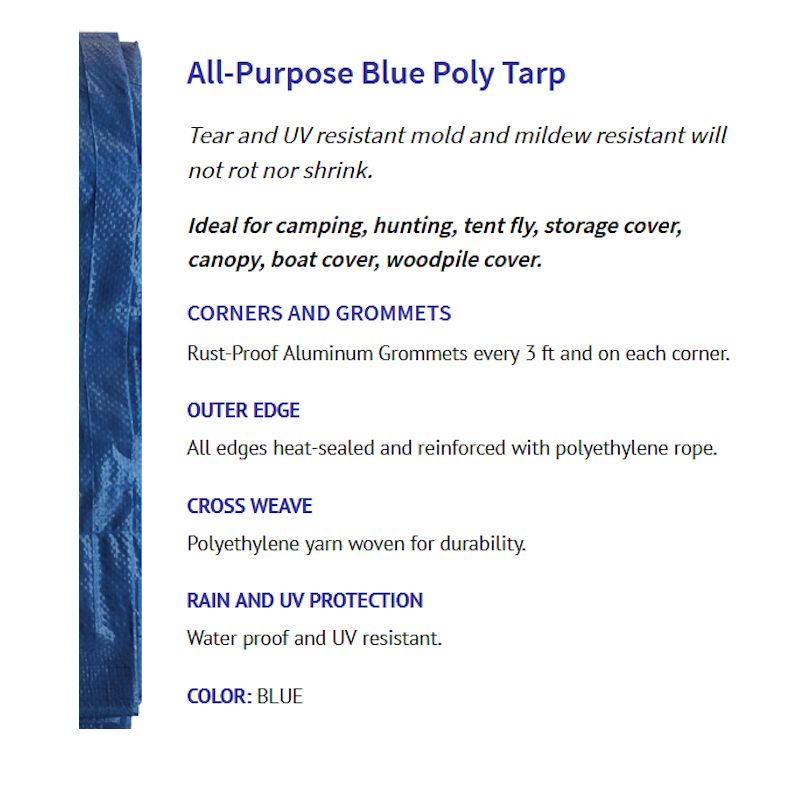 Item Kotap 20-ft x 40-ft General Purpose Blue Poly Tarp TRA-2040 