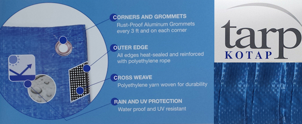 Blue Poly Tarps with 8 x 8 Fabric Weave