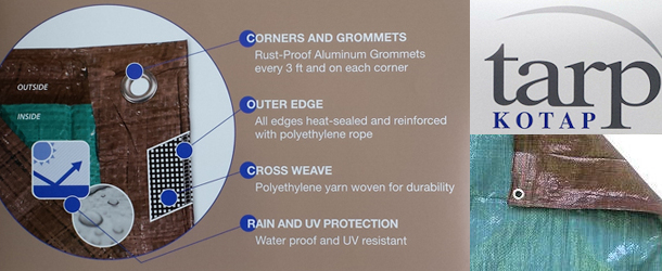 Brown-Green Poly Tarps with 8 x 8 Fabric Weave