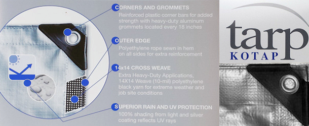 Silver Poly Tarps with 14 x 14 Fabric Weave