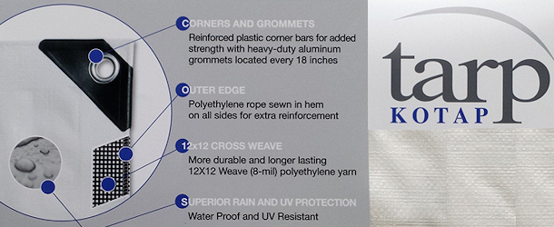 HD White Poly Tarps with 12 x 12 Fabric Weave